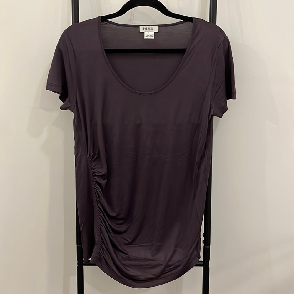 Barney’s New York Silk Top T-shirt Short Sleeve Round Neck Women Size L
